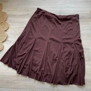 Women's Large Chocolate Brown Midi Pull On Skirt Twirl Fairy Y2K Retro Capsule